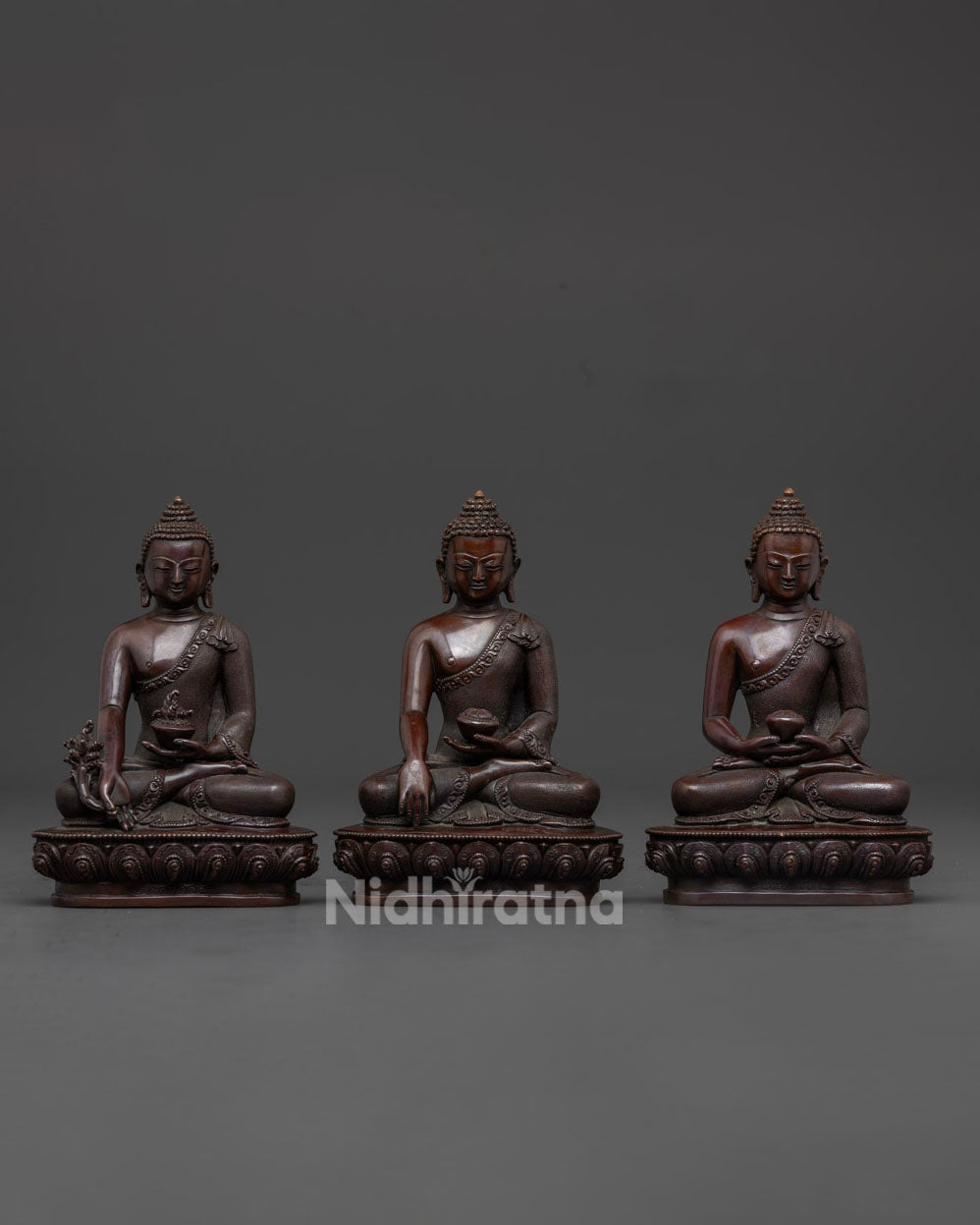 Three Buddha Set Statue | Handmade Buddhist Art