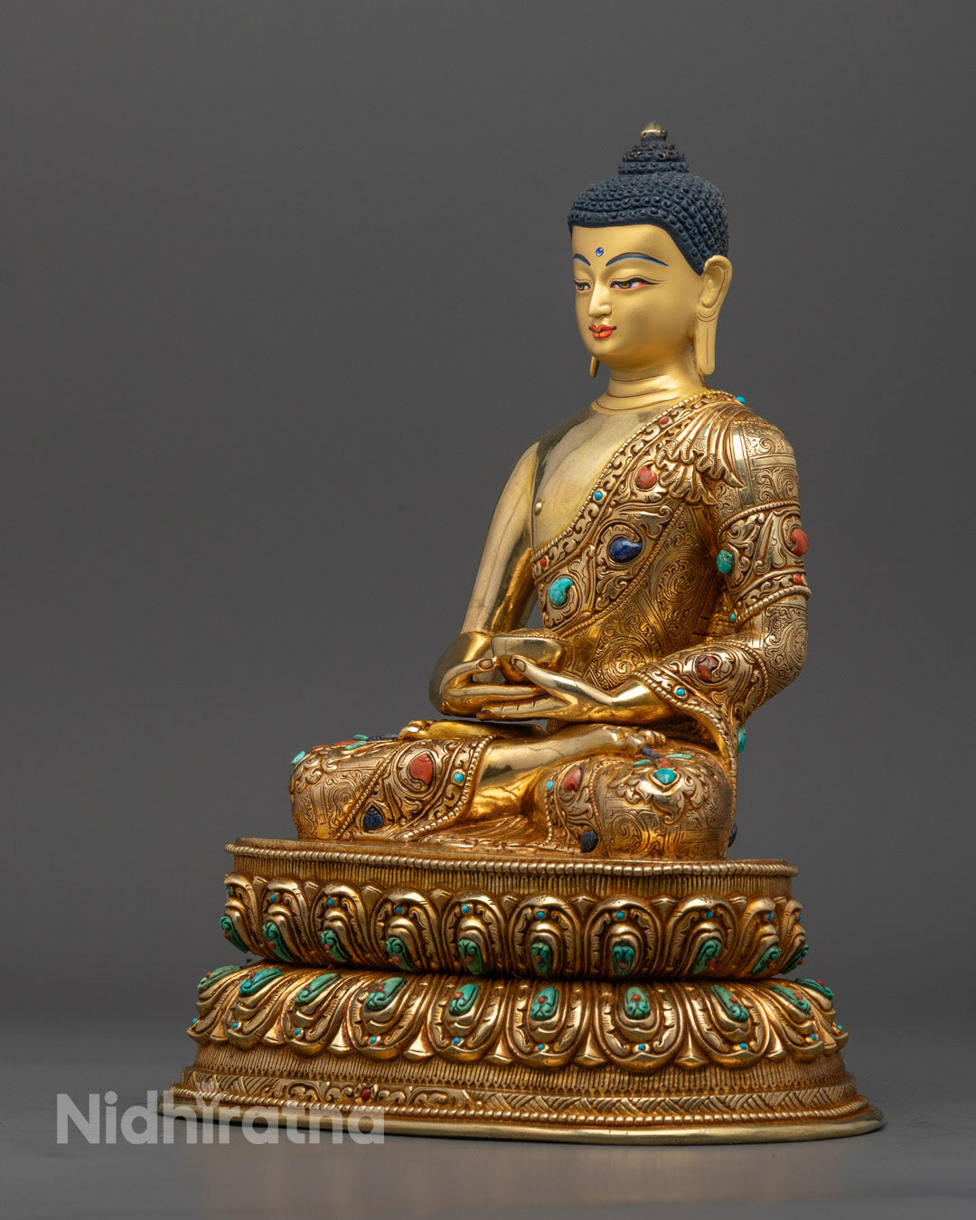Amitabha Buddha Statue | Hand-Carved 24K Gold Gilded Copper