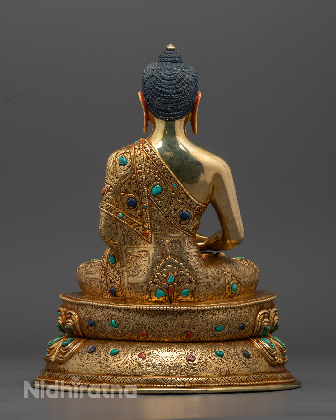 Amitabha Buddha Statue | Hand-Carved 24K Gold Gilded Copper