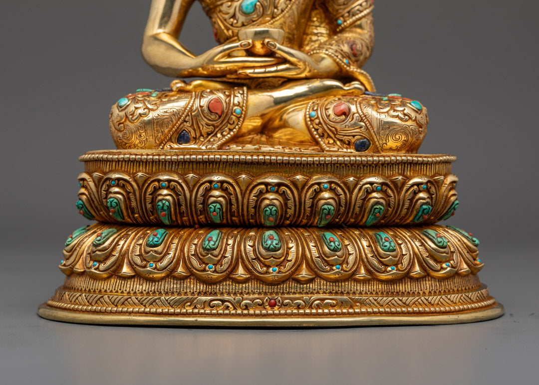 Amitabha Buddha Statue | Hand-Carved 24K Gold Gilded Copper