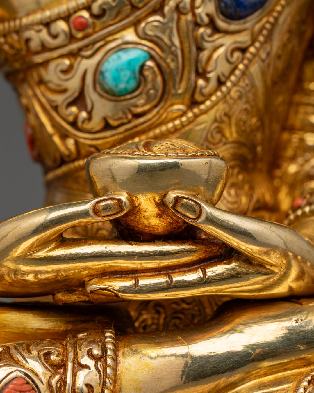 Amitabha Buddha Statue | Hand-Carved 24K Gold Gilded Copper