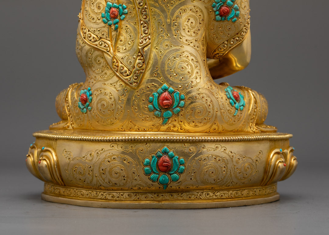 Amitabha Buddha Statue in Gold-Plated Copper
