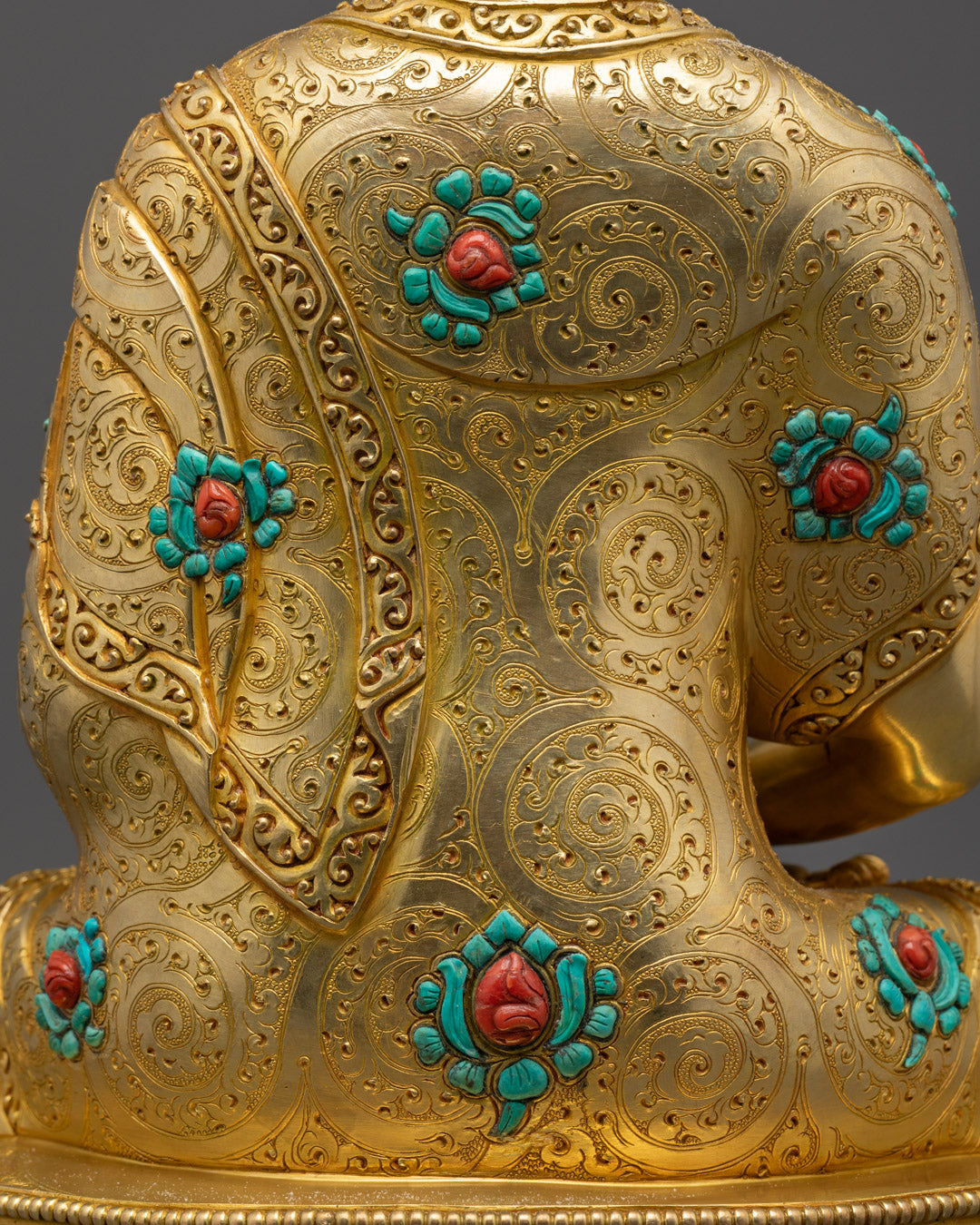 Amitabha Buddha Statue in Gold-Plated Copper