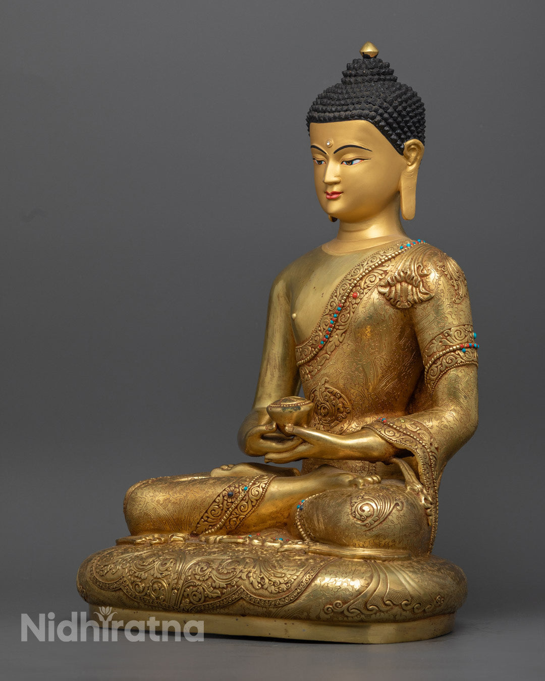 Amitabha Buddha Statue | Authentic 24k Gold Gilded Copper Art