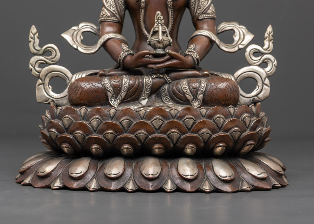Sacred Amitayus Sculpture | Finely Crafted Oxidized Copper