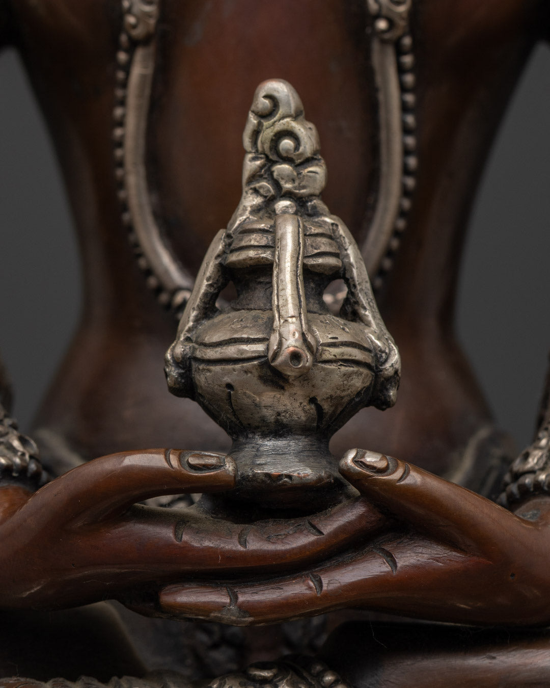 Sacred Amitayus Sculpture | Finely Crafted Oxidized Copper
