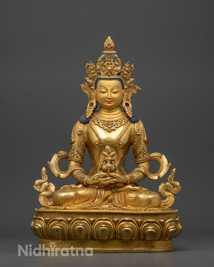 Amitayus Statue | 24K Gold Gilded Buddhist Sculpture