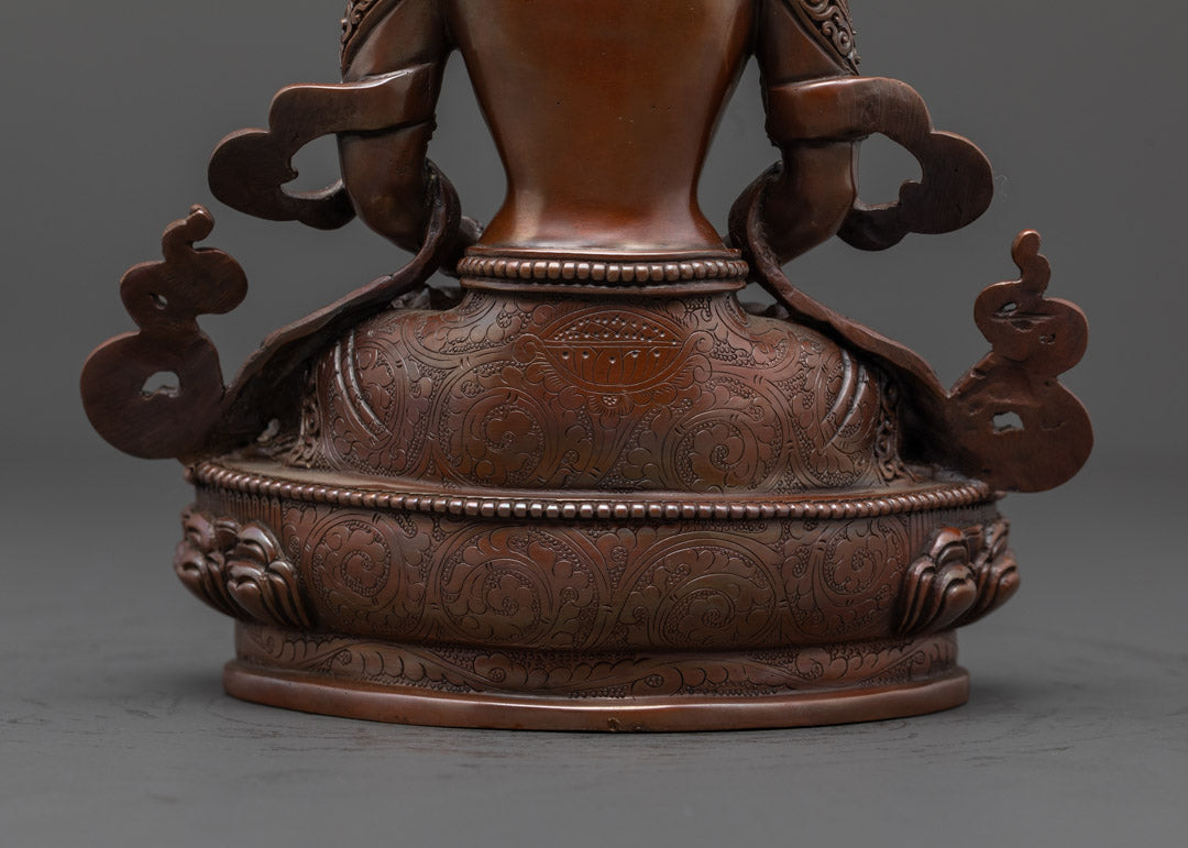 Oxidized Amitayus Statue | Handmade Tibetan Buddha Sculpture