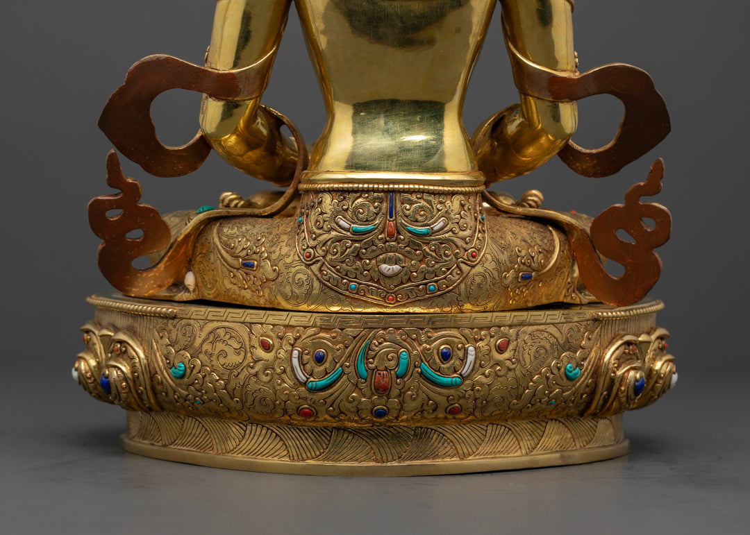 Amitayus Statue: Hand-Carved Himalayan Buddhist