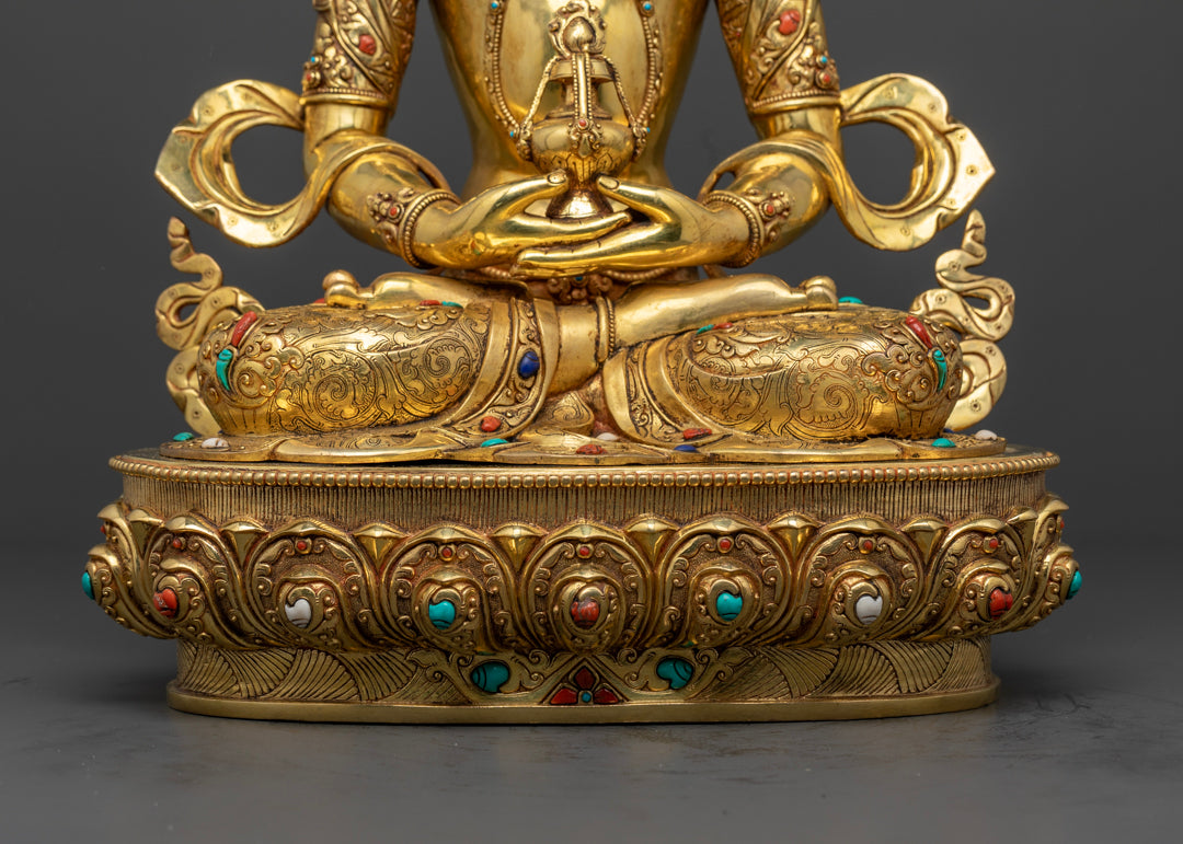 Amitayus Statue: Hand-Carved Himalayan Buddhist
