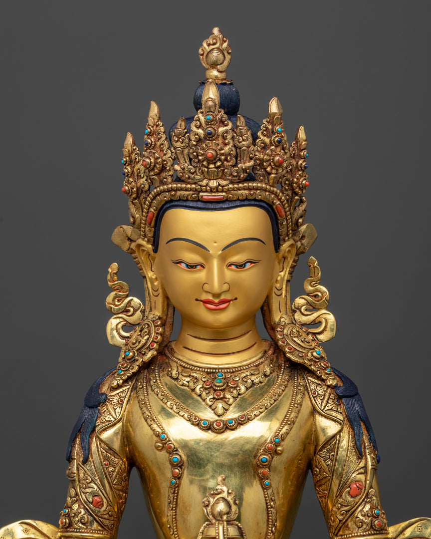 Amitayus Statue: Hand-Carved Himalayan Buddhist