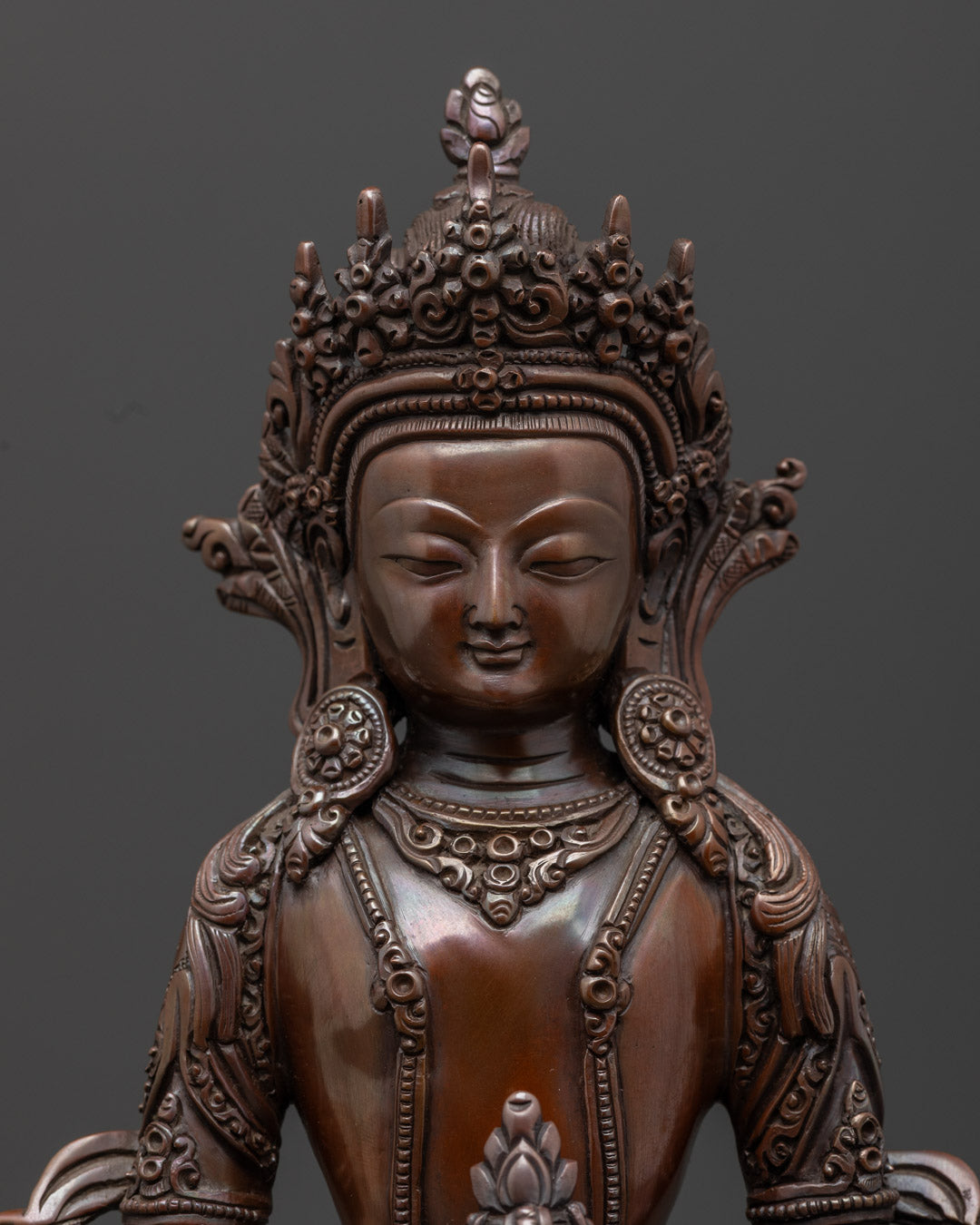 Oxidized Amitayus Statue | Handmade Tibetan Buddha Sculpture