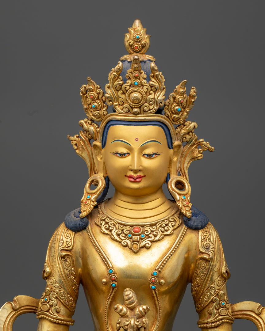 Amitayus Statue | 24K Gold Gilded Buddhist Sculpture