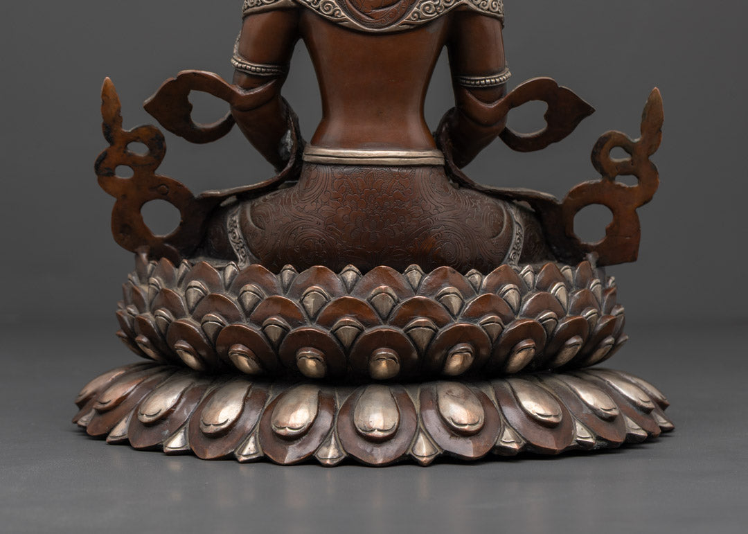 Sacred Amitayus Sculpture | Finely Crafted Oxidized Copper
