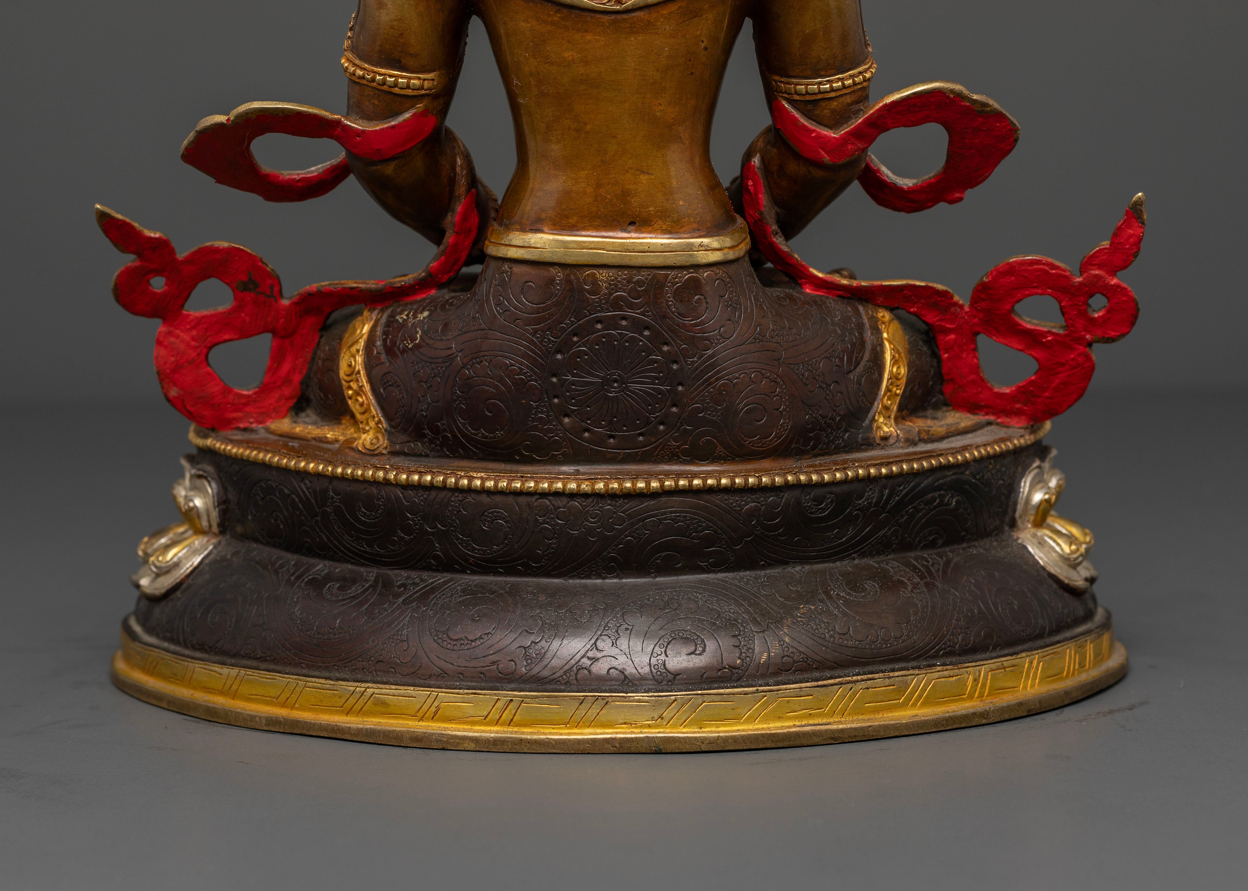 Unique Oxidized Silver Amitayus Statue