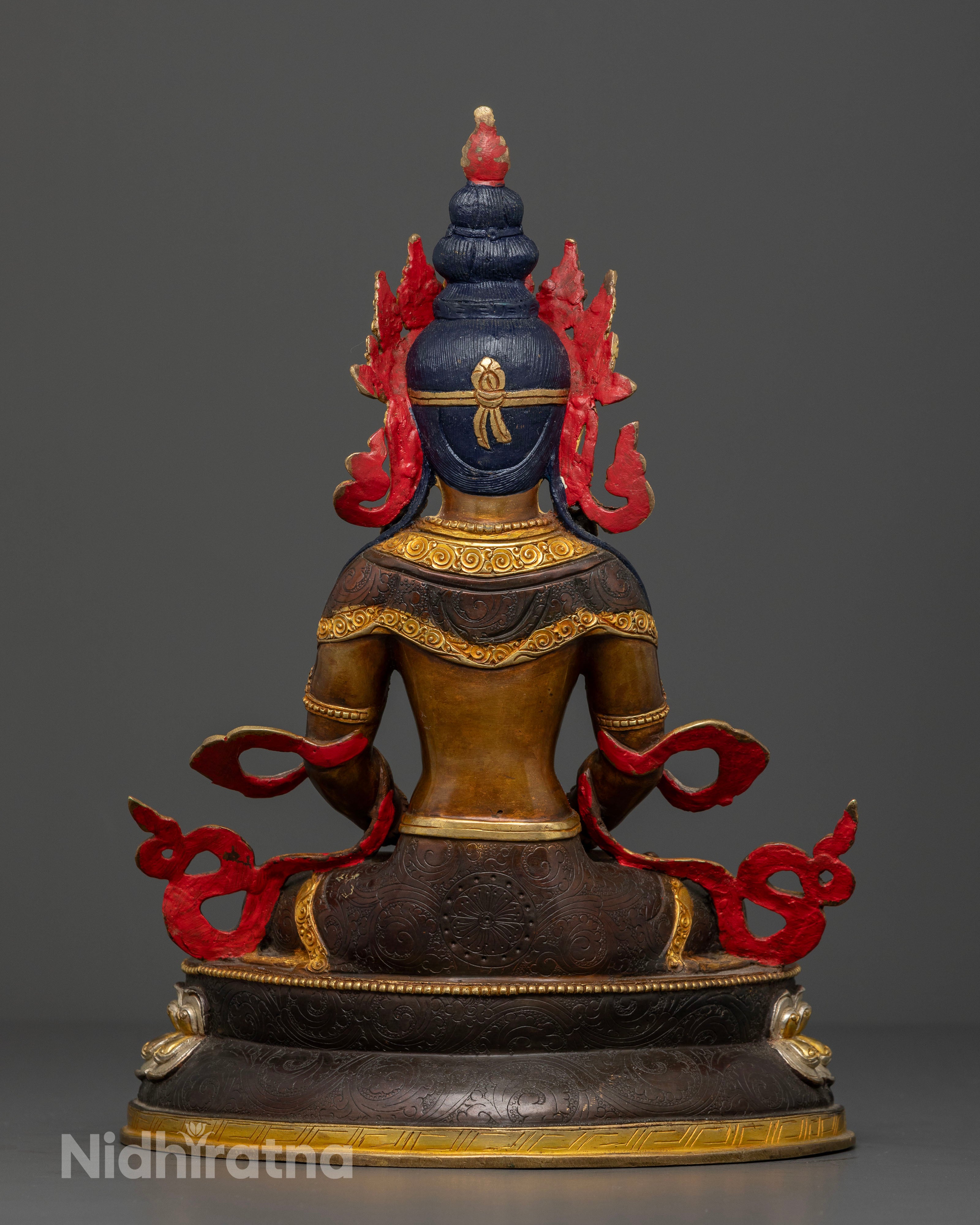 Unique Oxidized Silver Amitayus Statue