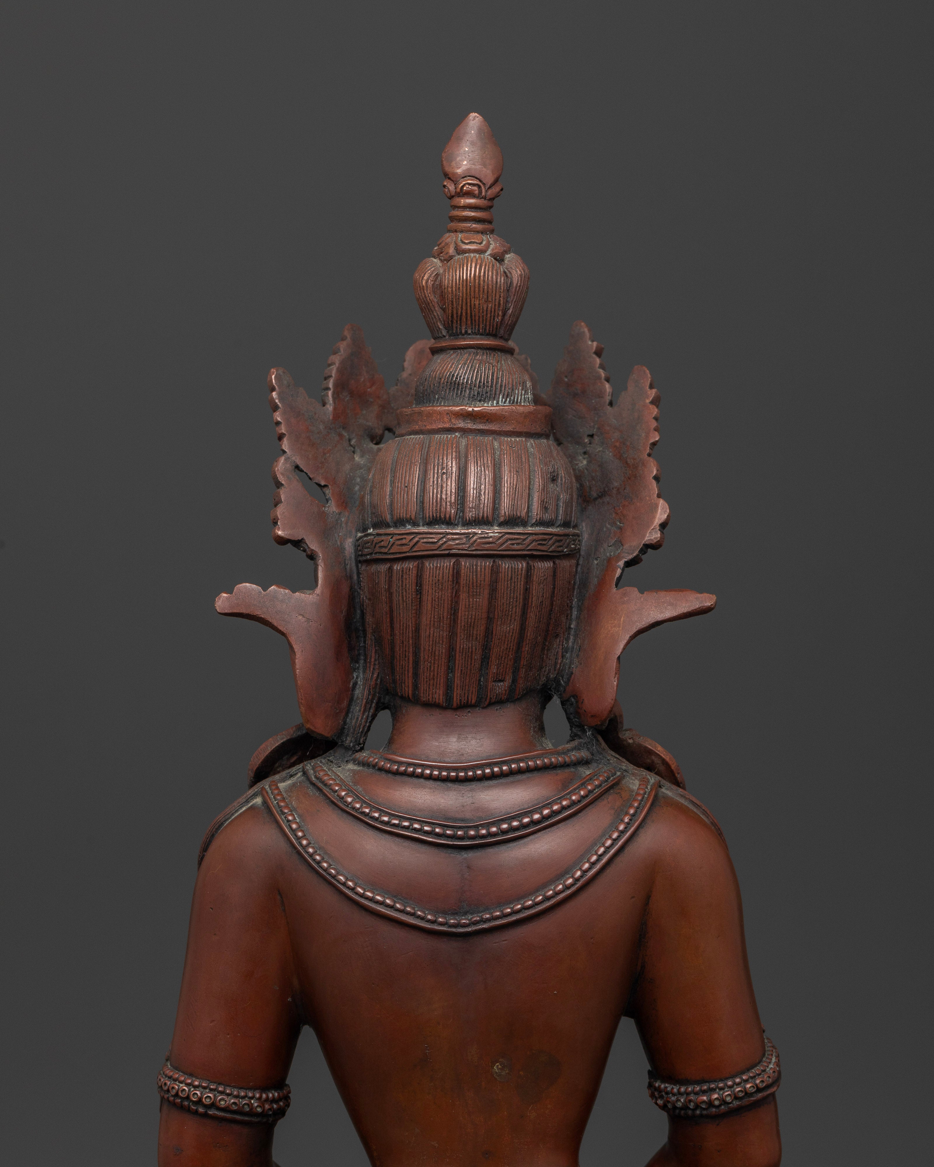 Oxidized Amitayus Statue for Deep Meditation