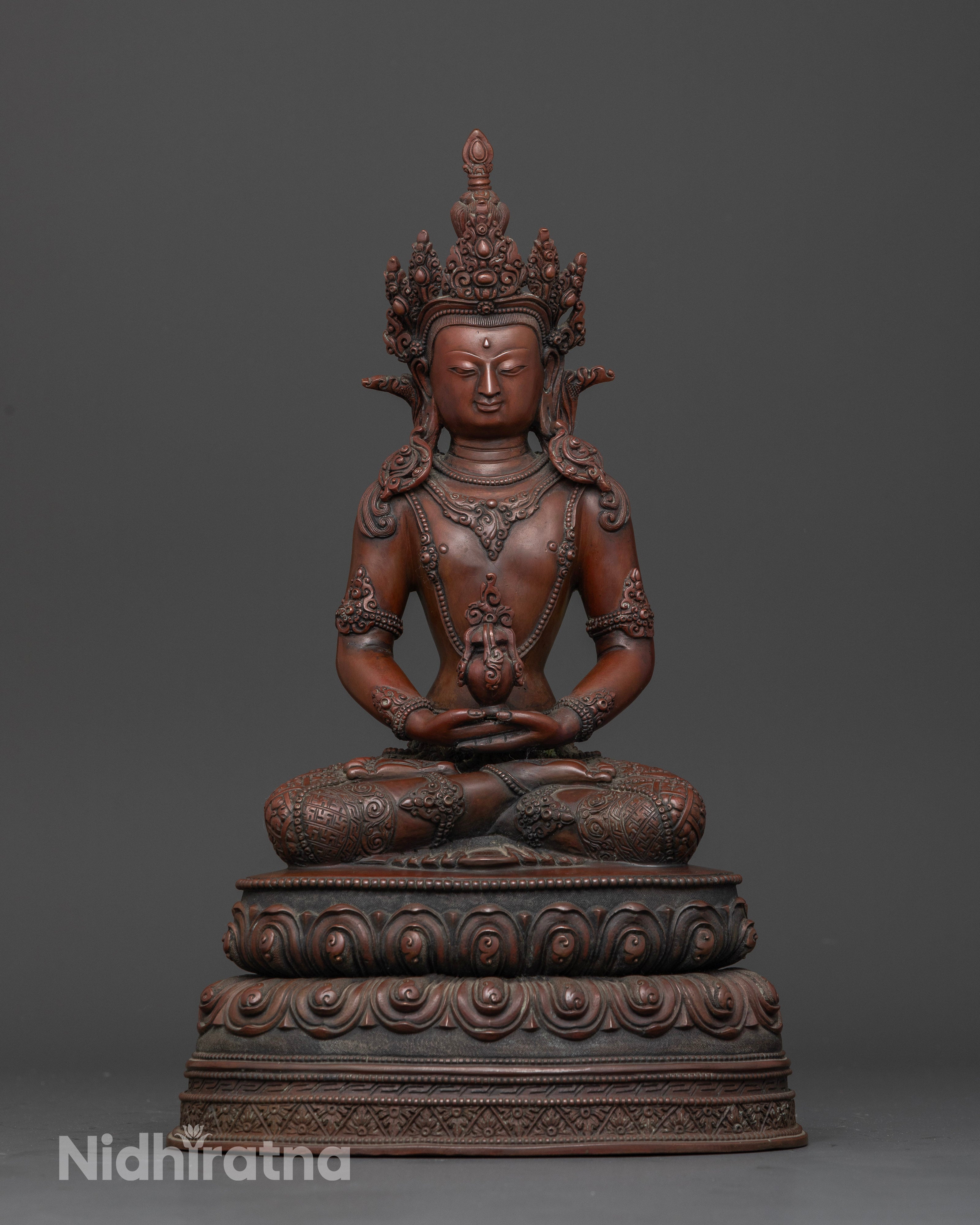 Oxidized Amitayus Statue for Deep Meditation