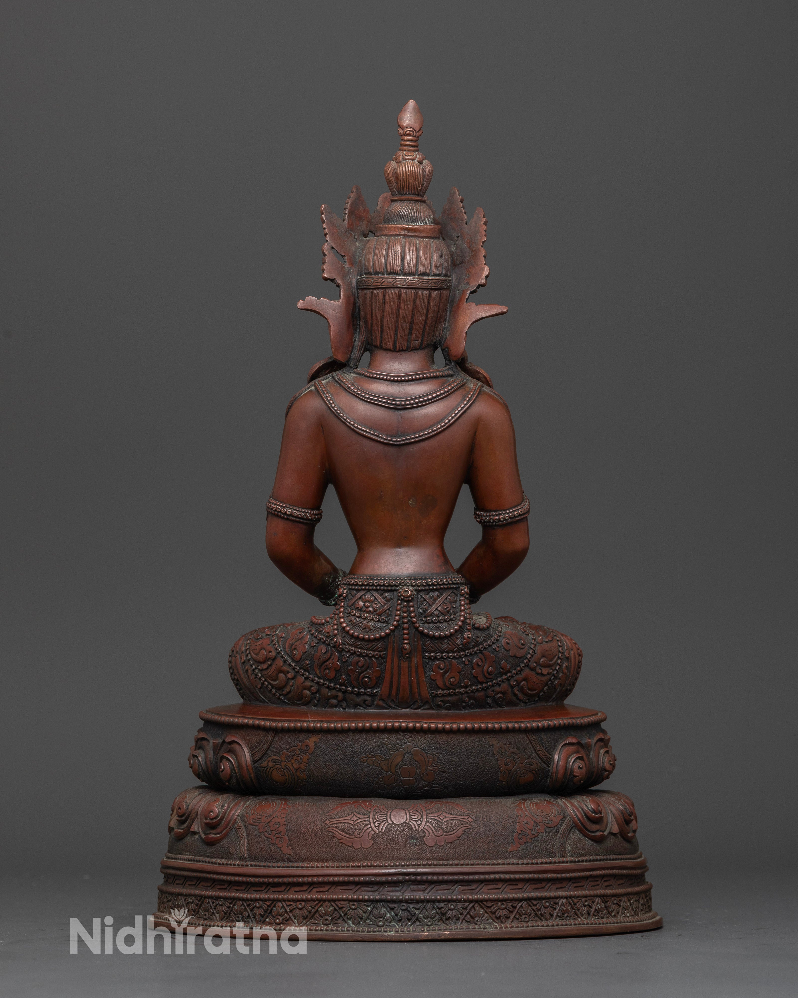 Oxidized Amitayus Statue for Deep Meditation