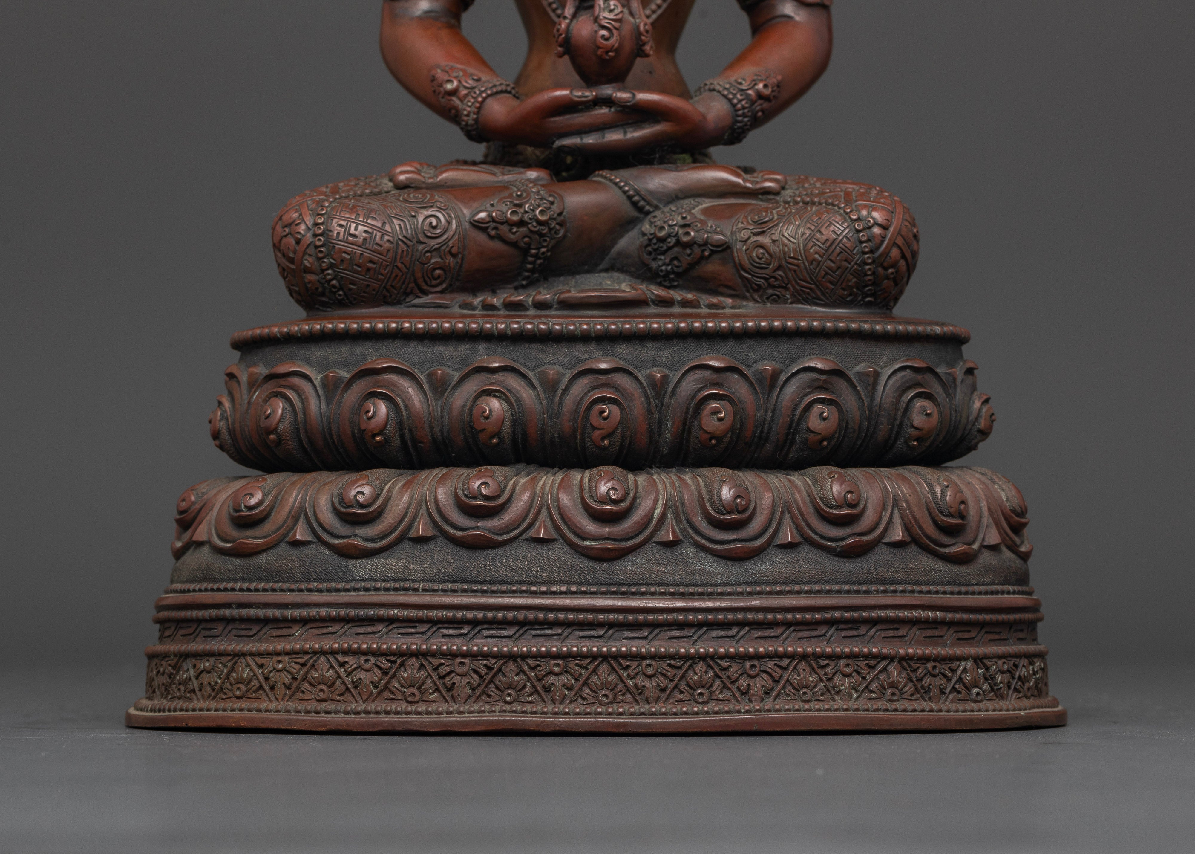 Oxidized Amitayus Statue for Deep Meditation