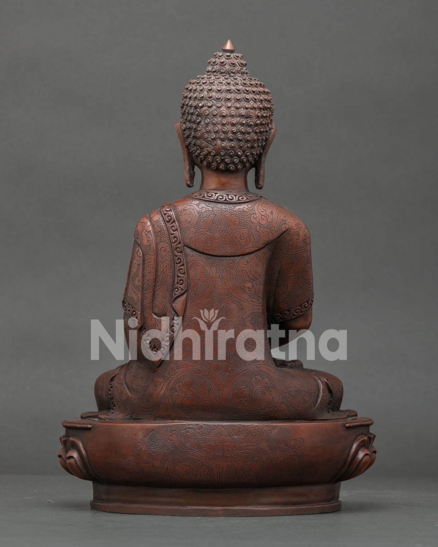 Amitabha Buddha statue for altar meditation handcrafted copper sculpture from Nepal oxidized finish seated on lotus throne Newari artisan Buddhist art.