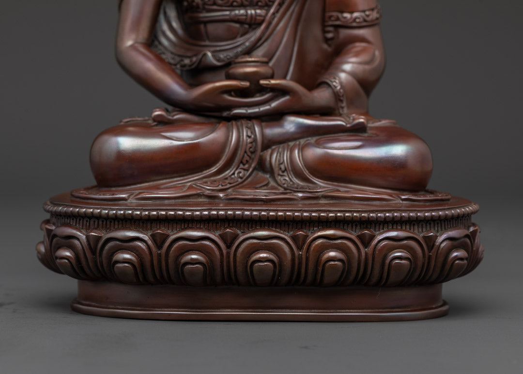 Sacred Trio Buddha Statue Set in Oxidized Copper