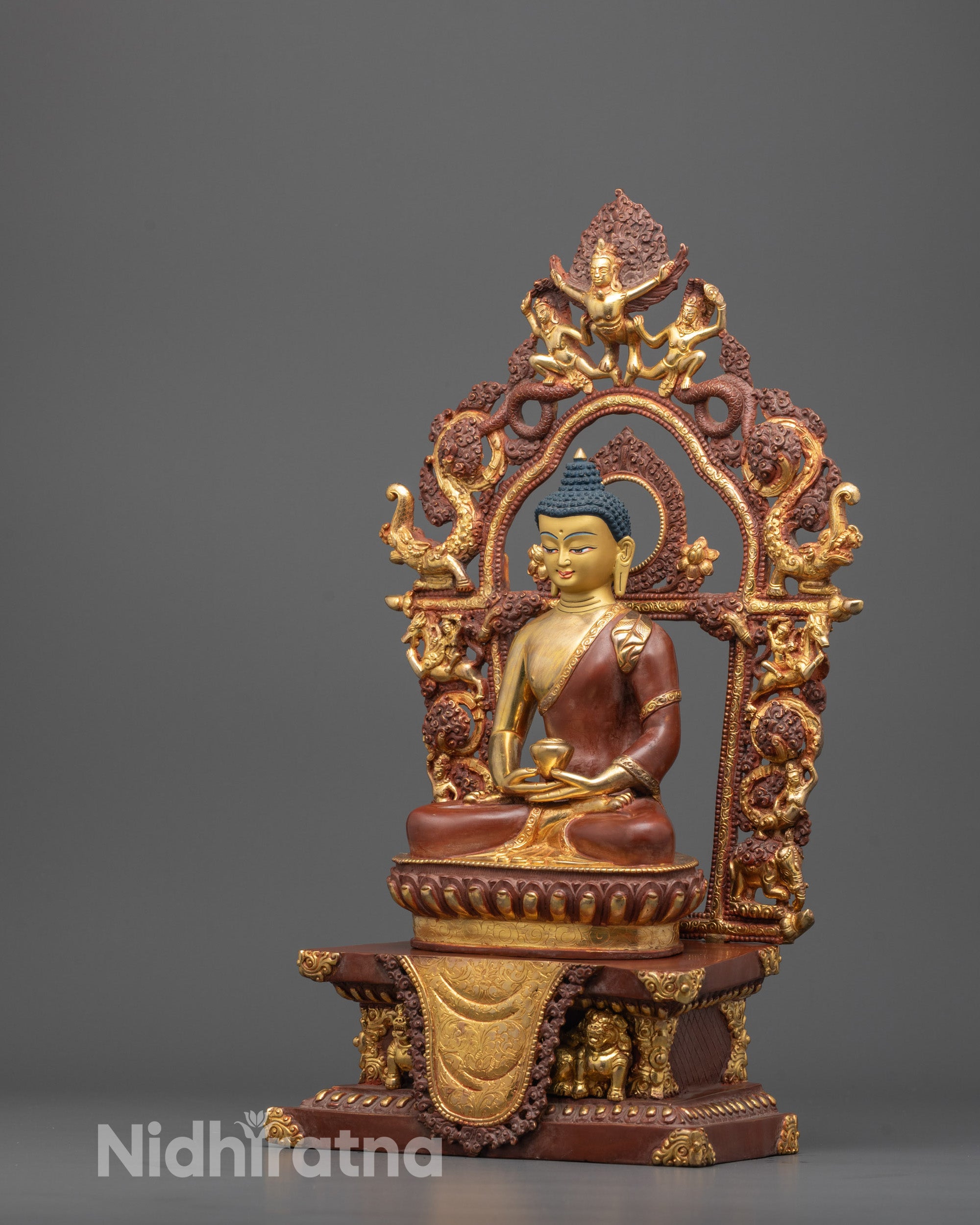 Hand-Carved Amitabha Buddha Statue | Nepalese Buddhist Decor