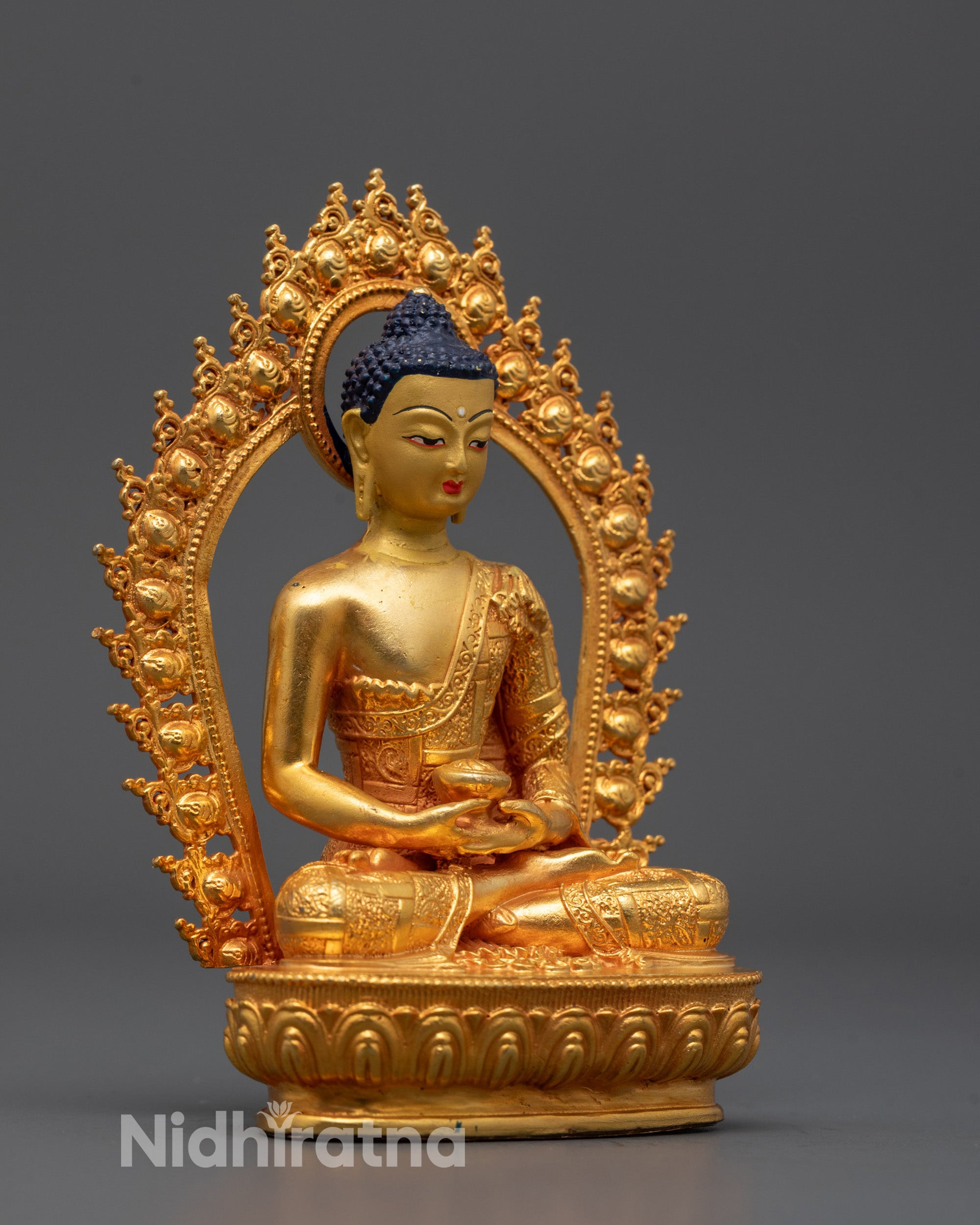 Nepalese Amitabha Buddha Statue | Machine-Made Copper Figure