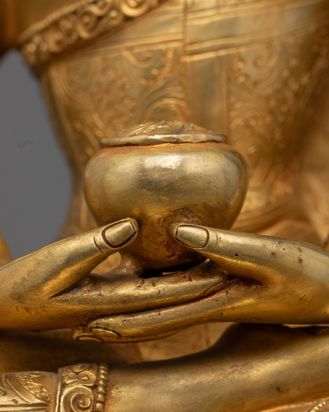 Hand-Carved Amitabha Buddha Statue | Fire Gilded Gold