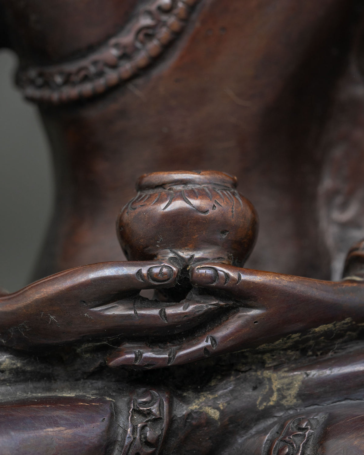 Amitabha Buddha Copper Statue – Traditional Brown Oxidized Finish