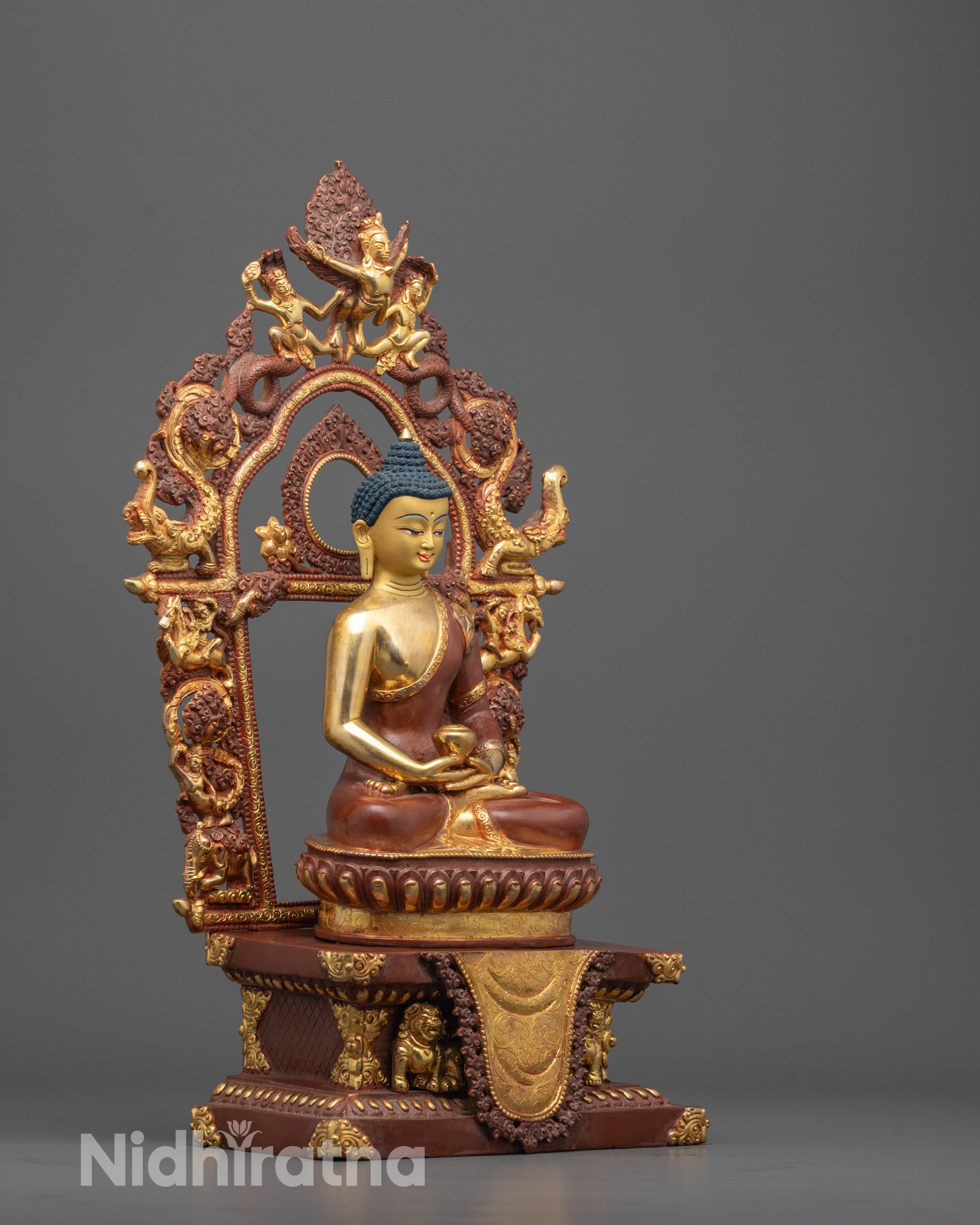 Hand-Carved Amitabha Buddha Statue | Nepalese Buddhist Decor