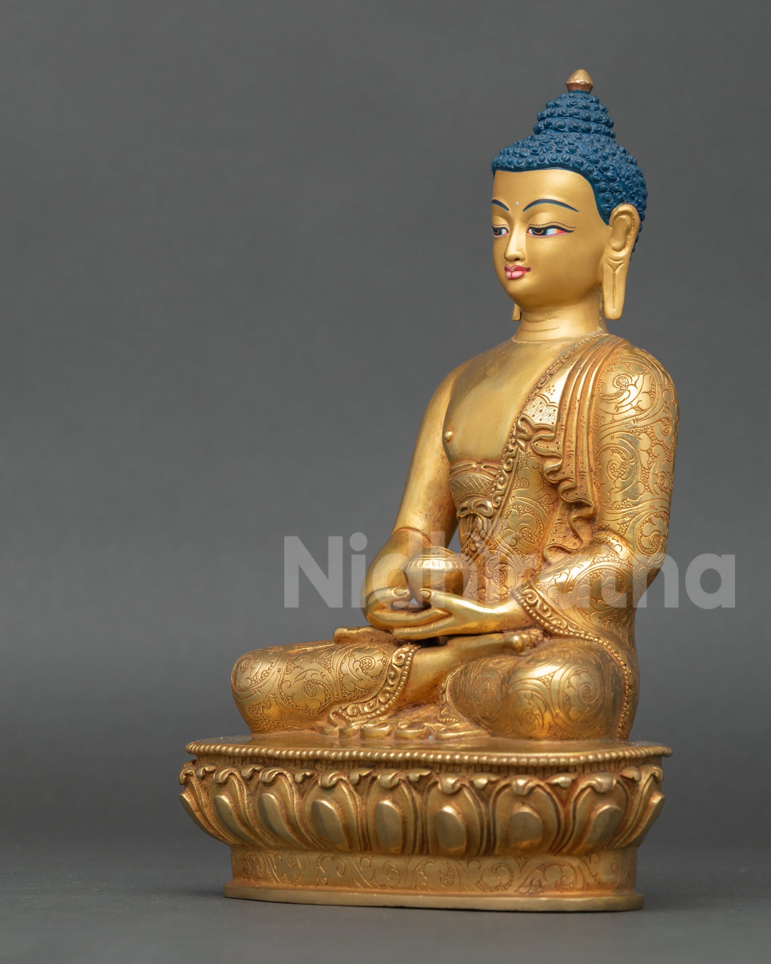 Amitabha Buddha | 24K Gold Fire-Gilded Copper Sculpture