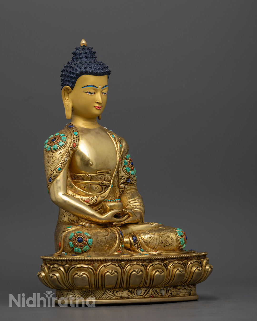 Amitabha Buddha Sculpture – Premium Lost Wax Craft with Lotus Throne and Consecration Space