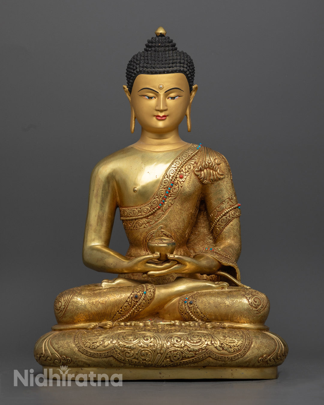 Amitabha Buddha Statue | Authentic 24k Gold Gilded Copper Art