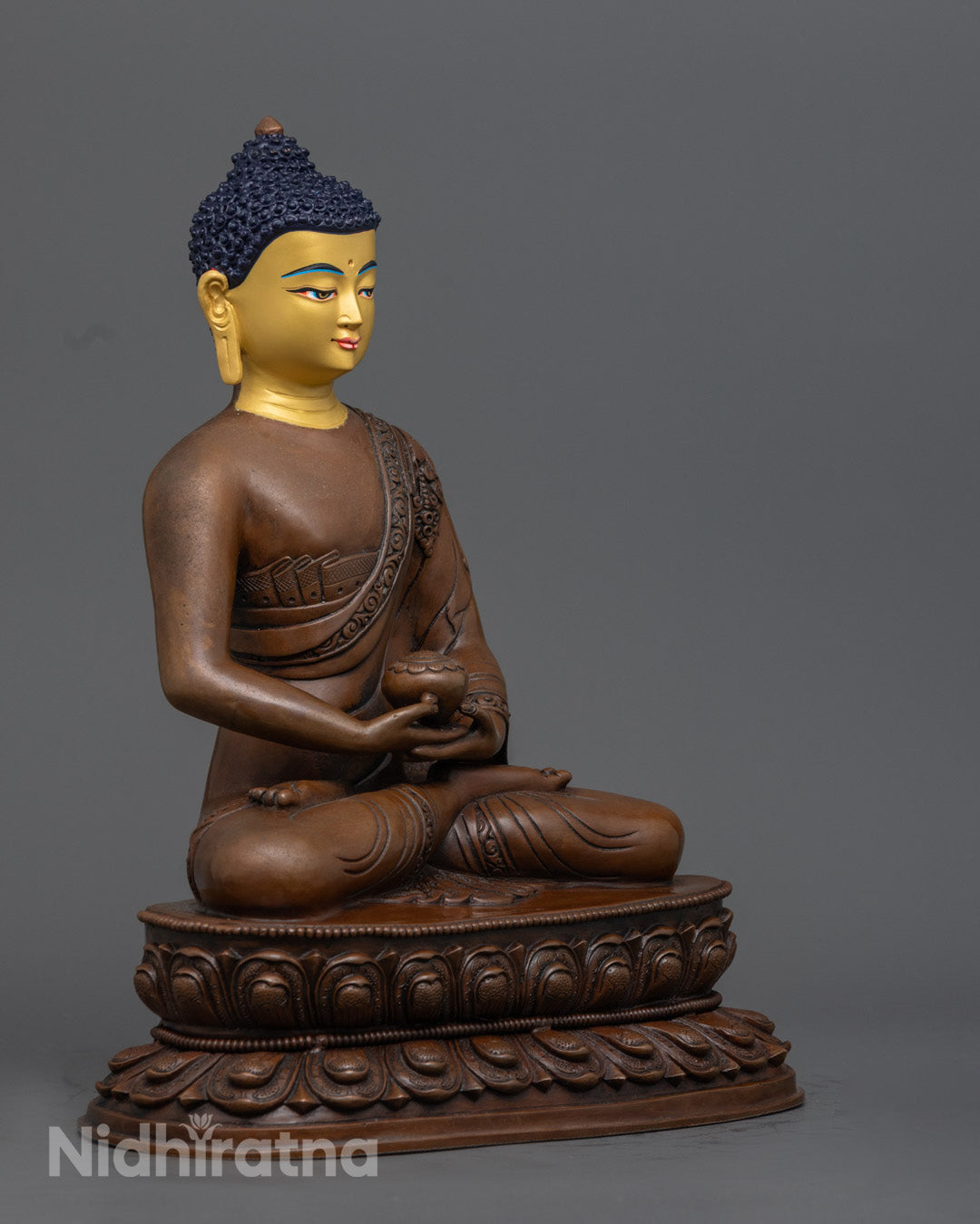 Amitabha Buddha Statue – Exquisite Hand-Carved Oxidized Copper Statue from Nepal