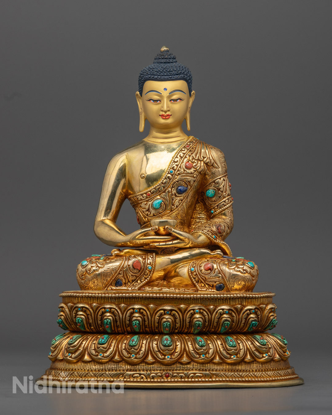 Amitabha Buddha Statue | Hand-Carved 24K Gold Gilded Copper