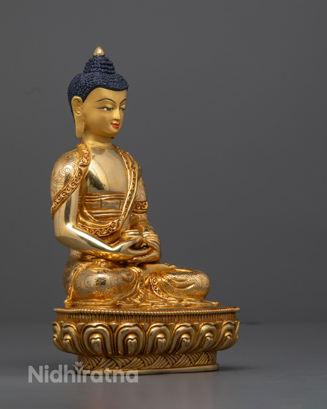 Amitabha Buddha Statue – Handcrafted Gold-Gilded Copper with 24K Gold-Plated Face for Spiritual Enlightenment