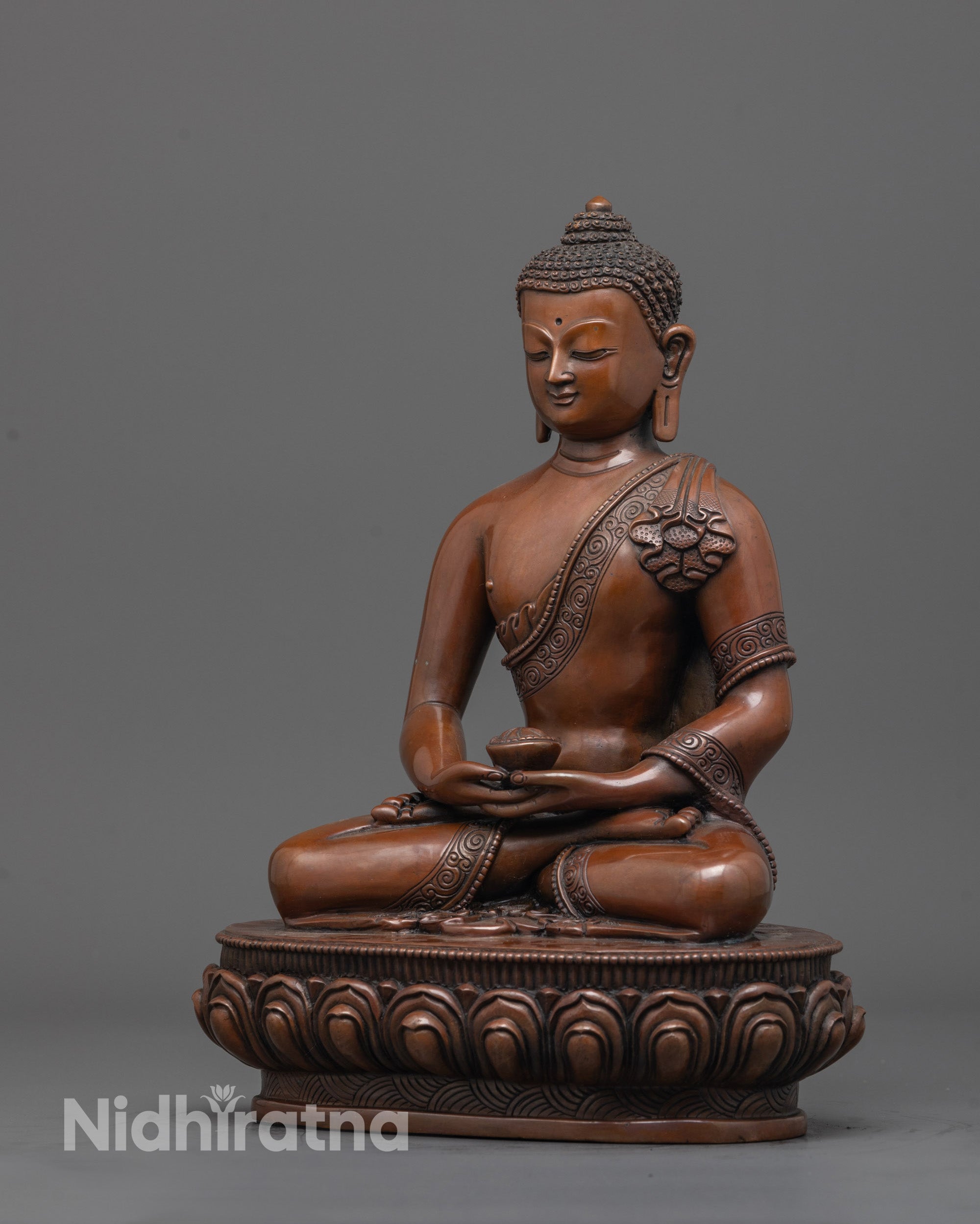 Handcrafted Amida Buddha Sculpture | Oxidized Deity of Infinite Light