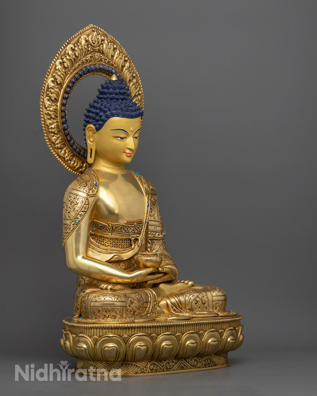 Nepalese Amitabha Buddha Statue | 24k Gold Copper