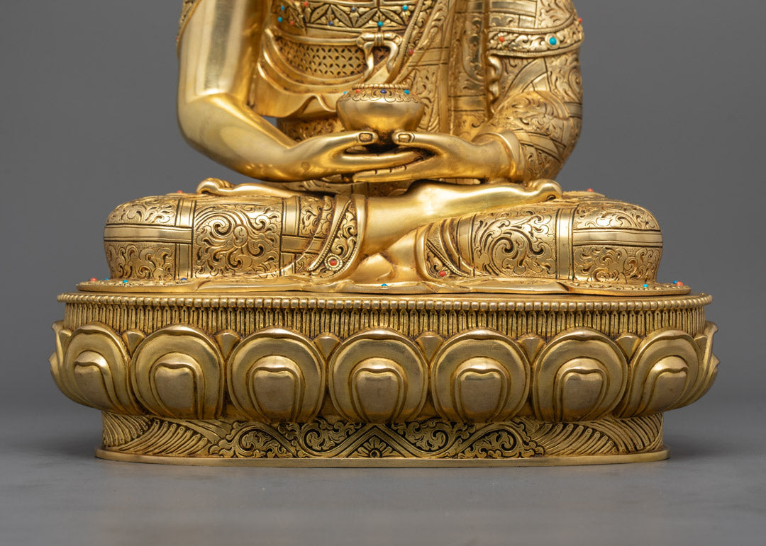 Nepalese Amitabha Buddha Statue | 24k Gold Copper