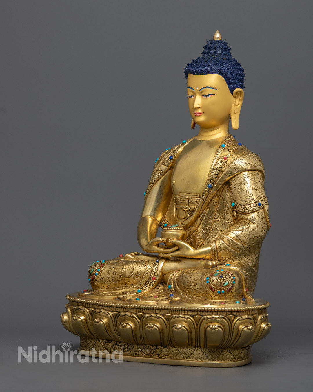 Traditional Amitabha Buddha Statue with Lotus Throne
