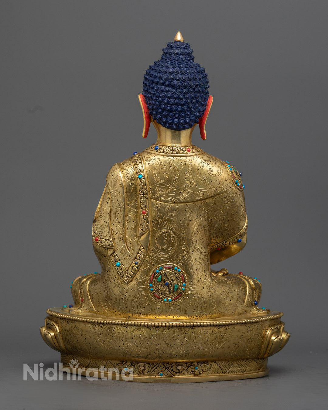 Traditional Amitabha Buddha Statue with Lotus Throne