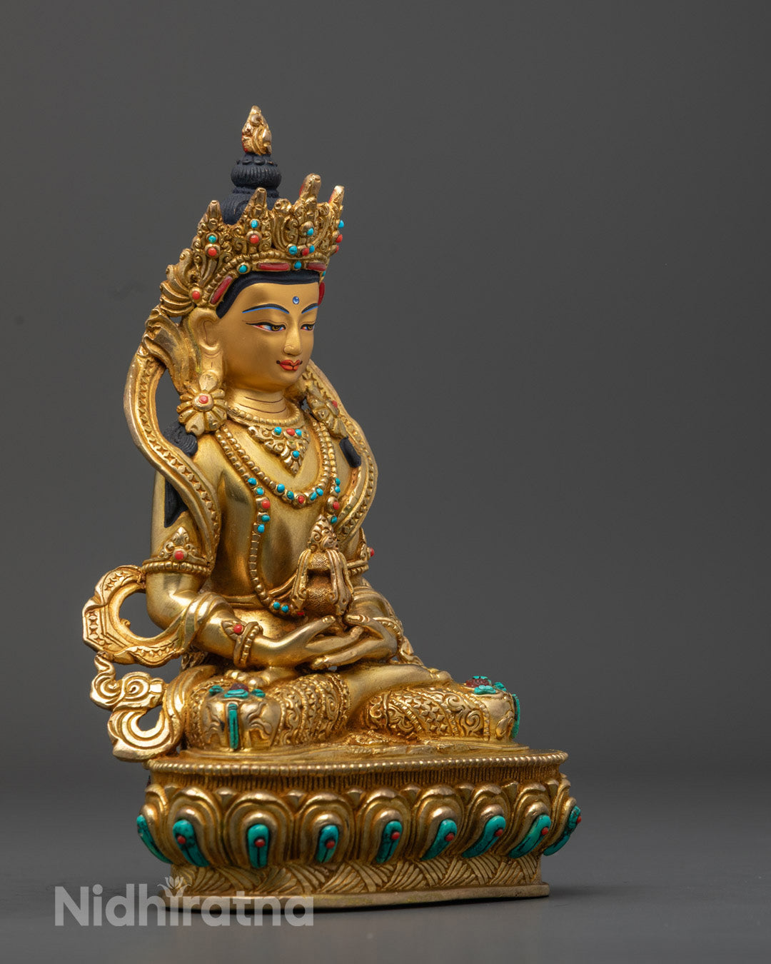 24k Gold Gilded Amitayus Statue for Blessings