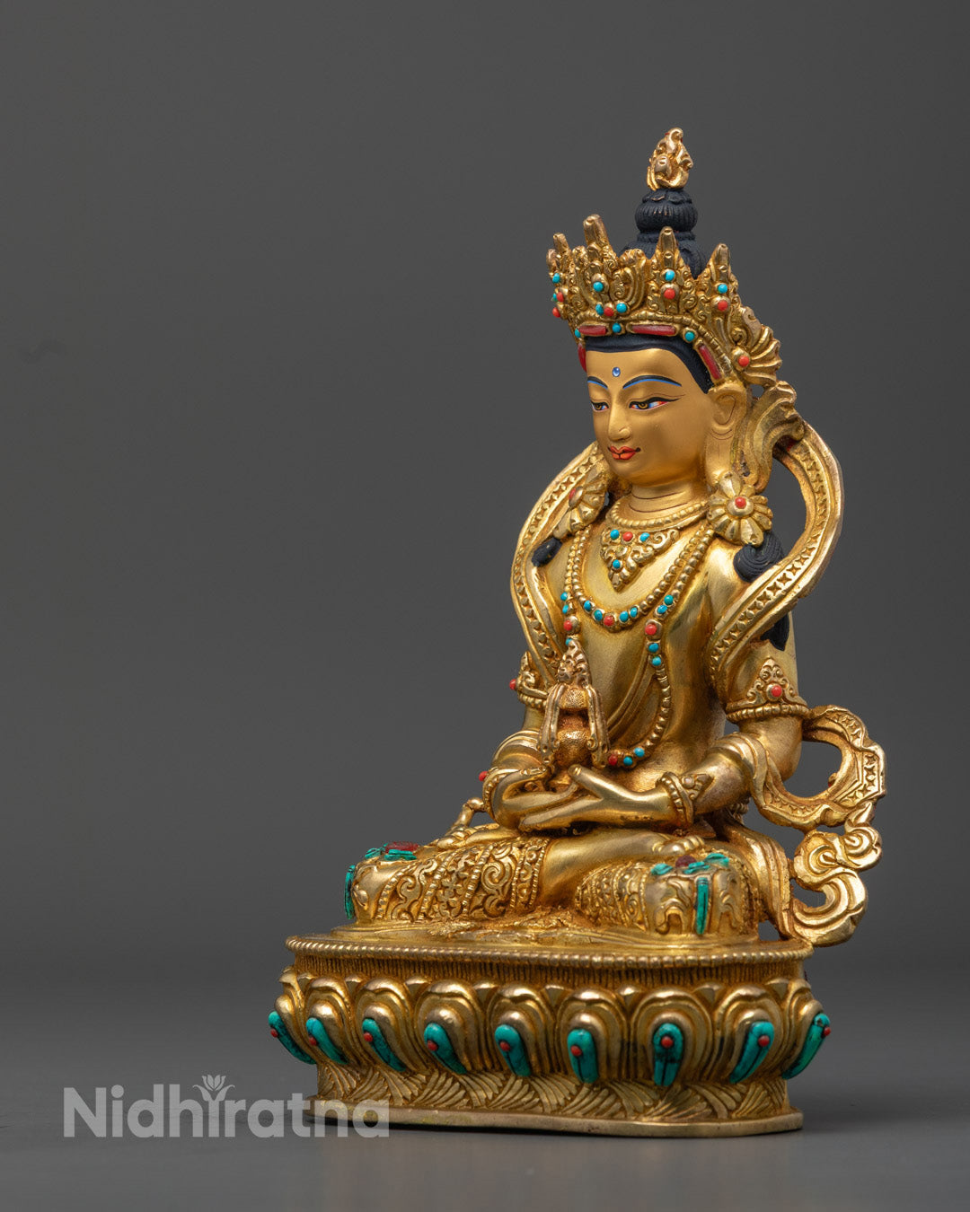 24k Gold Gilded Amitayus Statue for Blessings