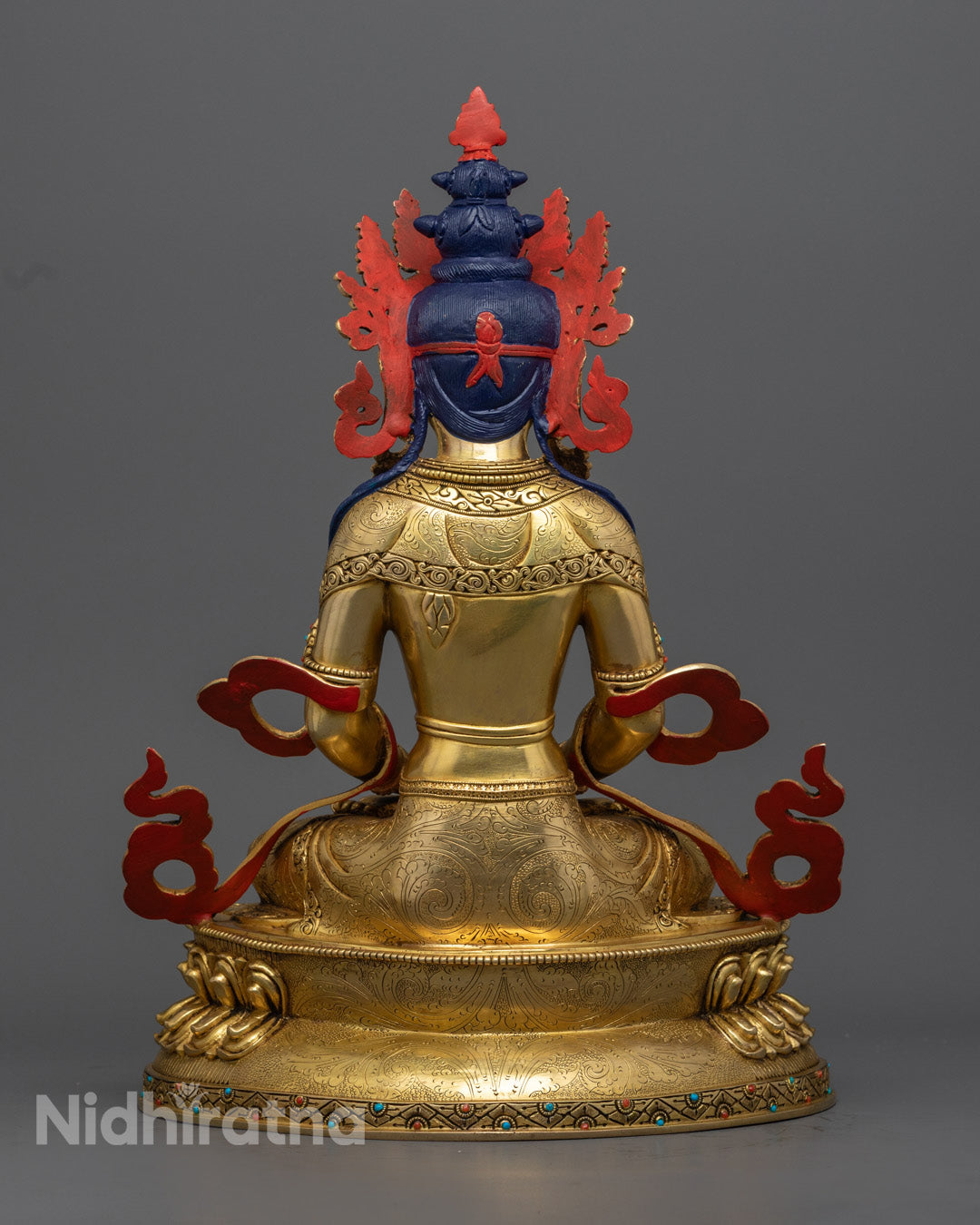 Nepalese Amitayus Statue | Gold-Gilded Buddhist Art
