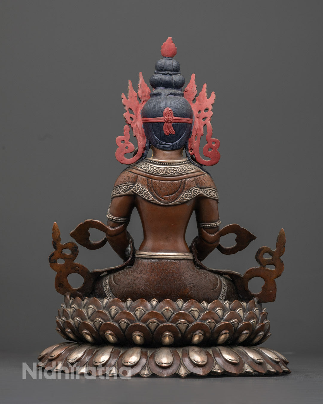 Sacred Amitayus Sculpture | Finely Crafted Oxidized Copper