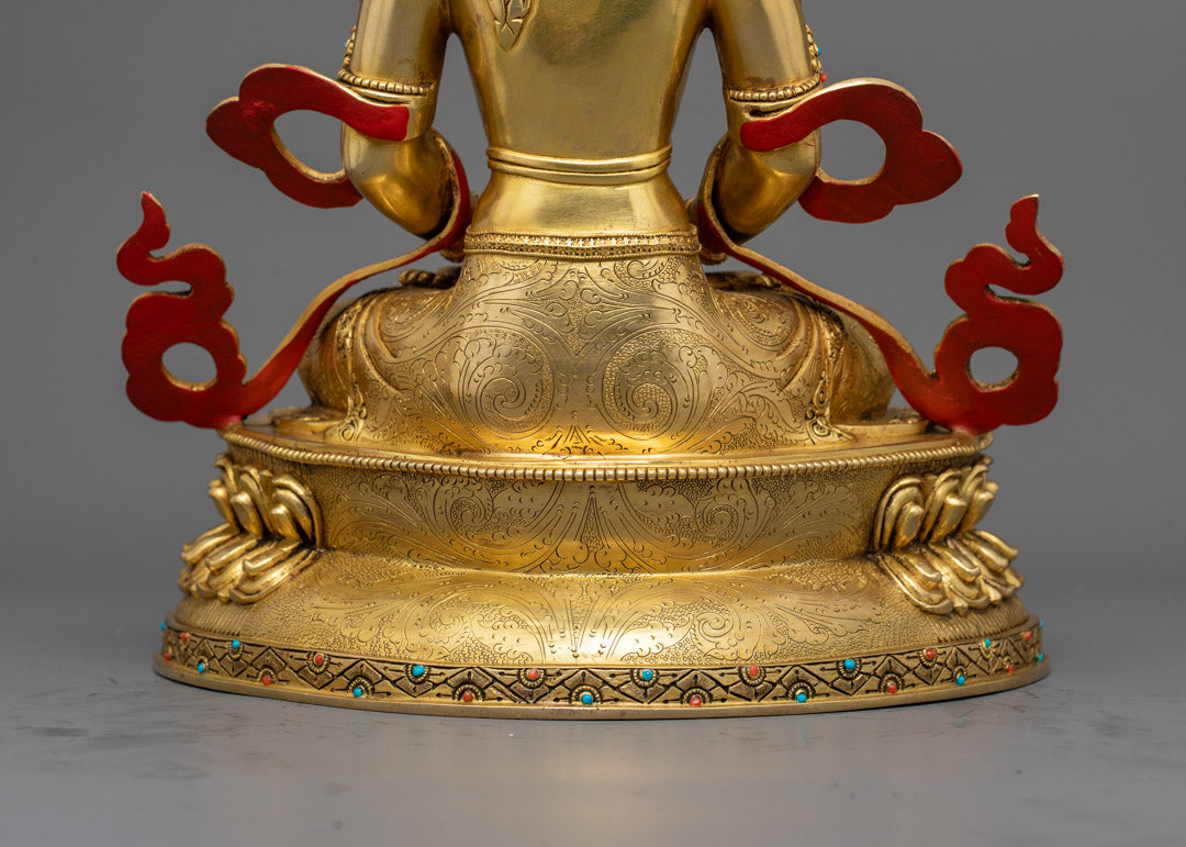 Nepalese Amitayus Statue | Gold-Gilded Buddhist Art