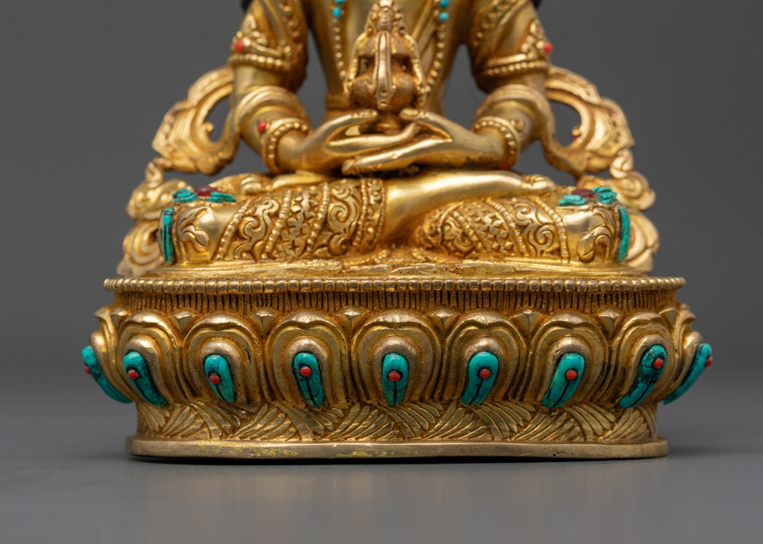 24k Gold Gilded Amitayus Statue for Blessings