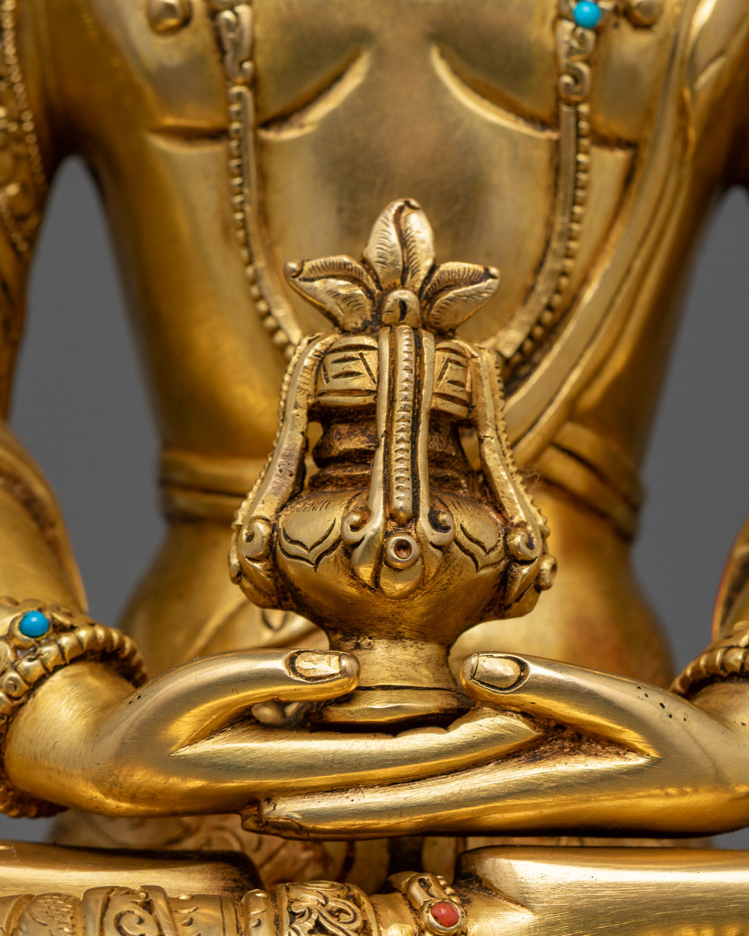 Nepalese Amitayus Statue | Gold-Gilded Buddhist Art