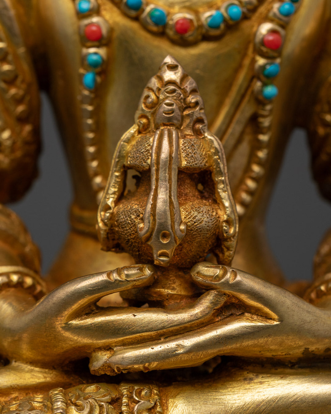 24k Gold Gilded Amitayus Statue for Blessings